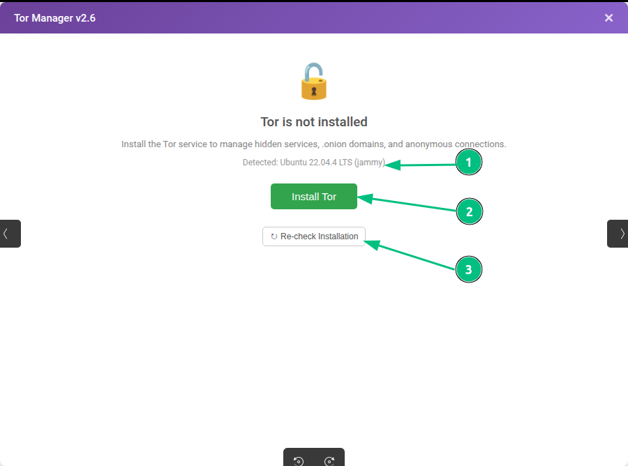 install.png Enabling Tor service in aaPanel to run a hidden service on a Linux VPS.