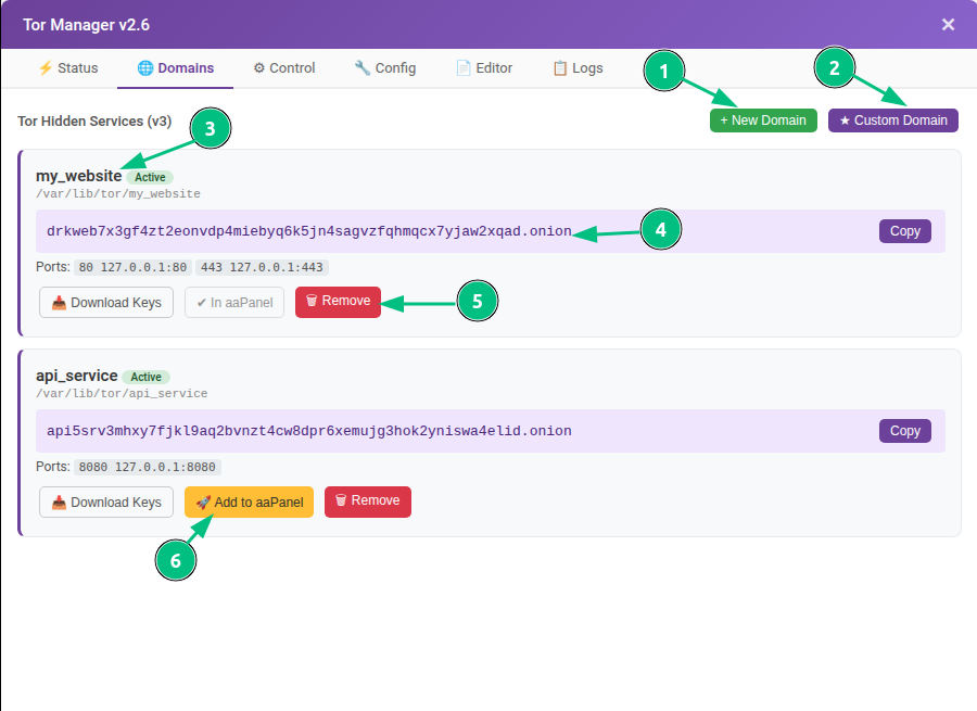 domain.png Generated .onion address for accessing a hidden website hosted on a VPS over the Tor network.